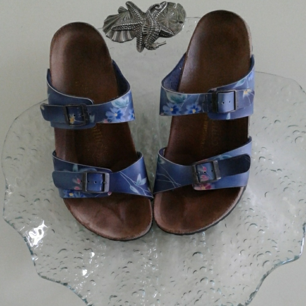 UNIQUE BLUE FLORAL BIRKENSTOCK SANDALS
